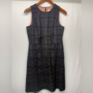 LOFT Black Checkered Midi Dress